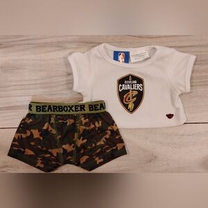 Build a bear Cleveland Cavaliers Tshirt & camo boxer shorts outfit